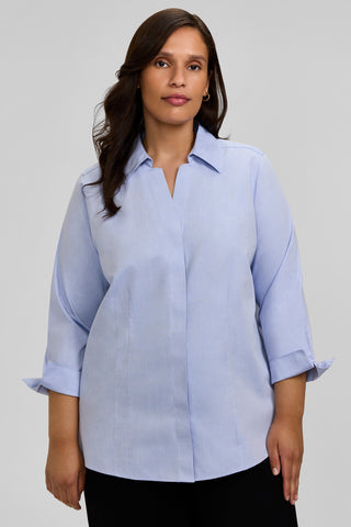 Taylor Plus No Iron Pinpoint 3/4 Sleeve Shirt