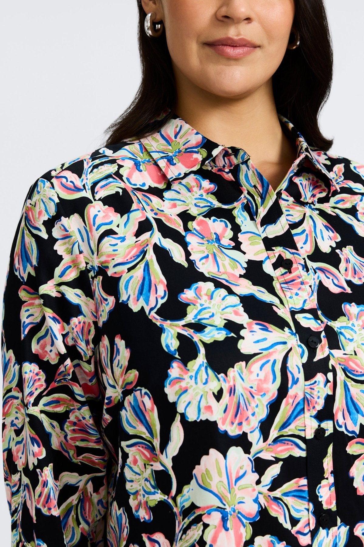 Meghan Plus Night Blossoms Long Sleeve Shirt