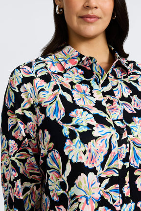 Meghan Plus Night Blossoms Long Sleeve Shirt