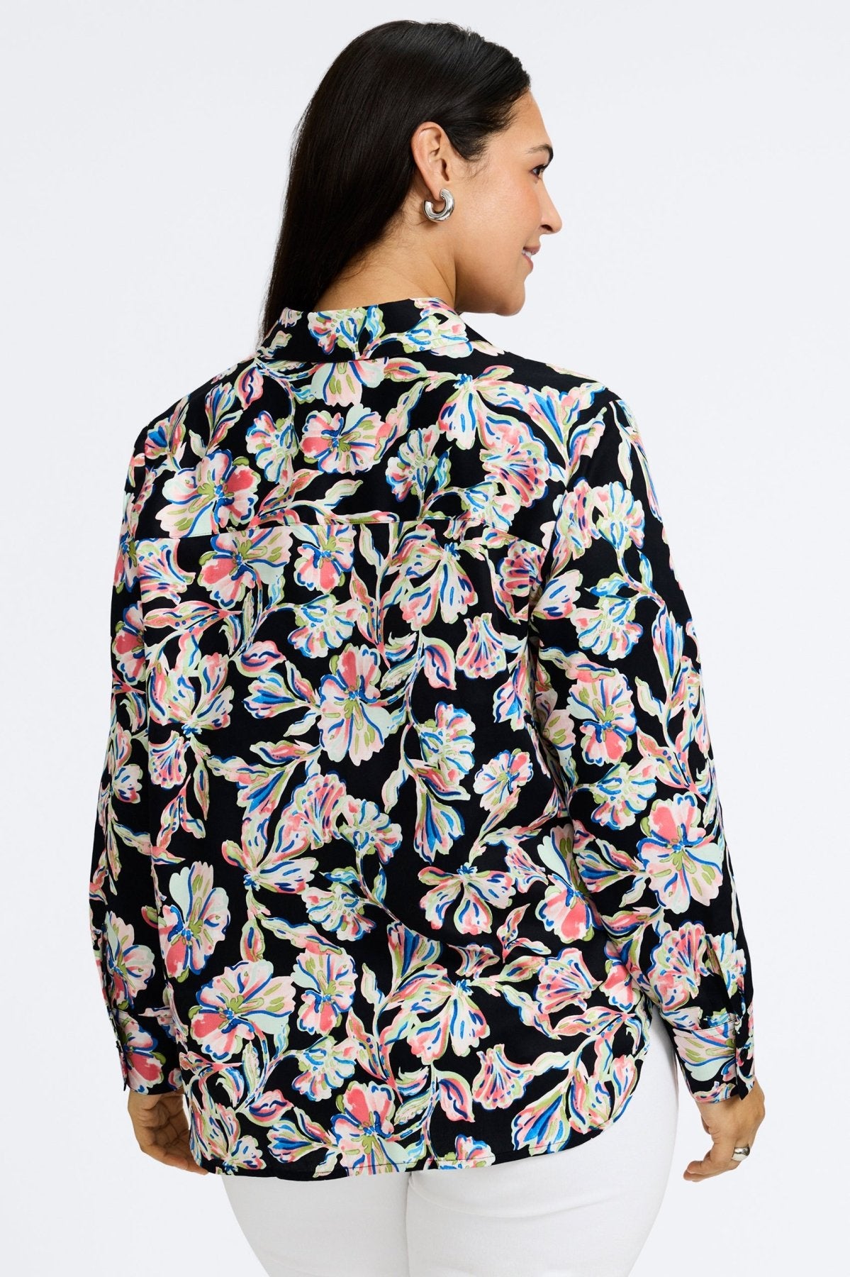 Meghan Plus Night Blossoms Long Sleeve Shirt