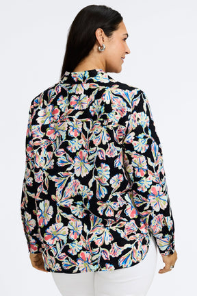 Meghan Plus Night Blossoms Long Sleeve Shirt
