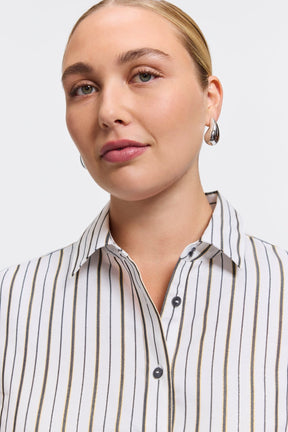 Meghan Plus Metallic Stripe Long Sleeve Shirt