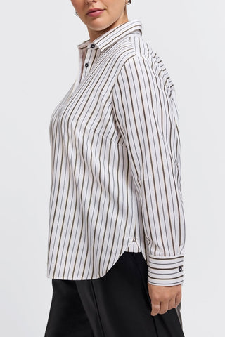Meghan Plus Metallic Stripe Long Sleeve Shirt