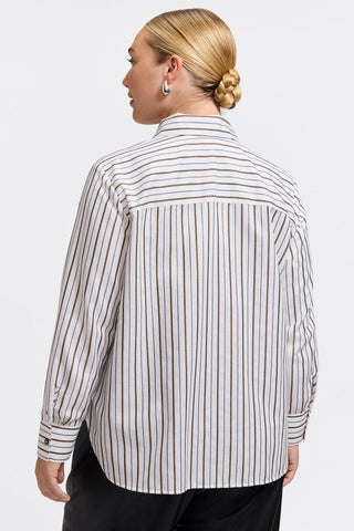 Meghan Plus Metallic Stripe Long Sleeve Shirt