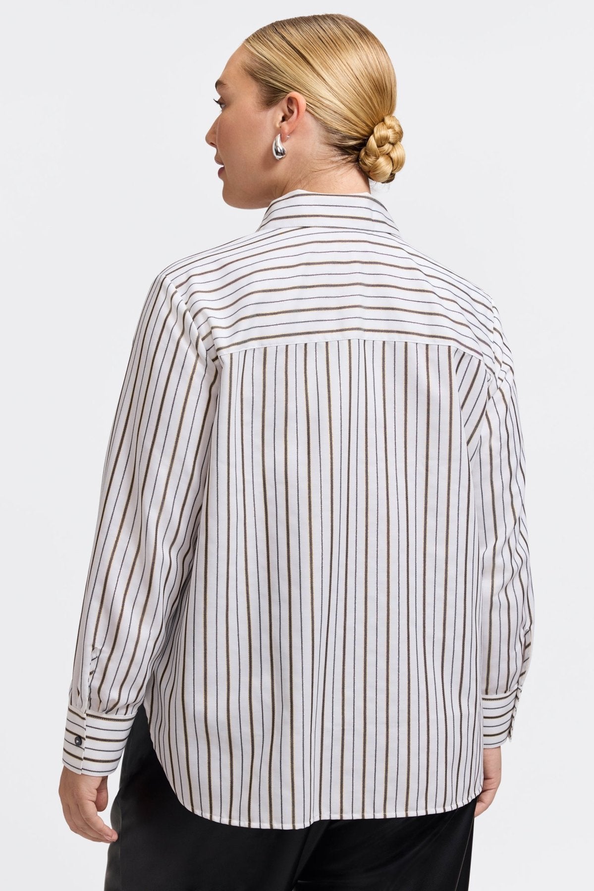 Meghan Plus Metallic Stripe Long Sleeve Shirt