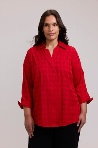 Taylor Plus Houndstooth 3/4 Sleeve Shirt