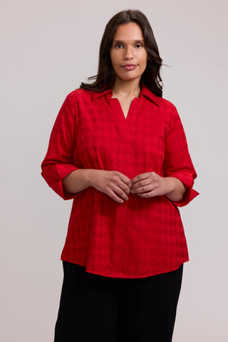 Taylor Plus Houndstooth 3/4 Sleeve Shirt