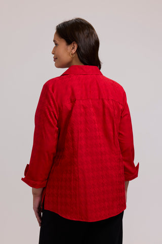 Taylor Plus Houndstooth 3/4 Sleeve Shirt
