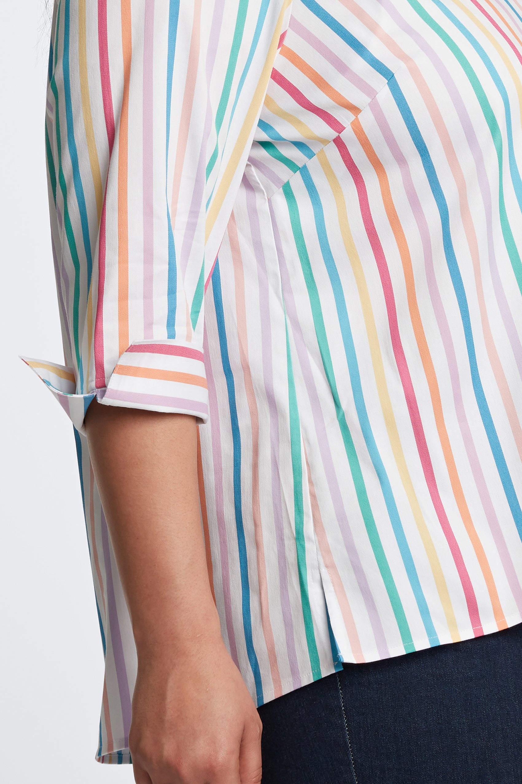 Agnes Plus No Iron Rainbow Stripe Popover Shirt