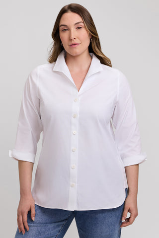 Pandora Plus No Iron Pinpoint 3/4 Sleeve Tunic