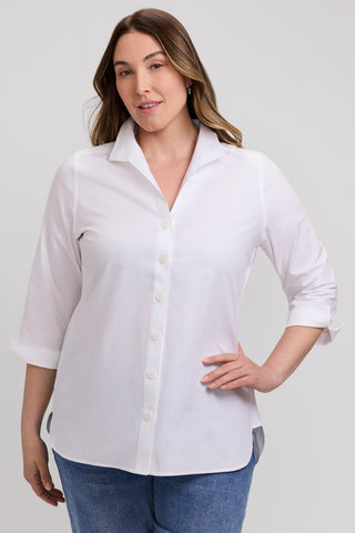 Pandora Plus No Iron Pinpoint 3/4 Sleeve Tunic