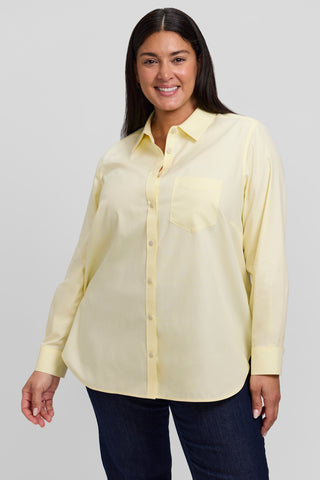 Boyfriend Plus No Iron Pinpoint Long Sleeve Tunic
