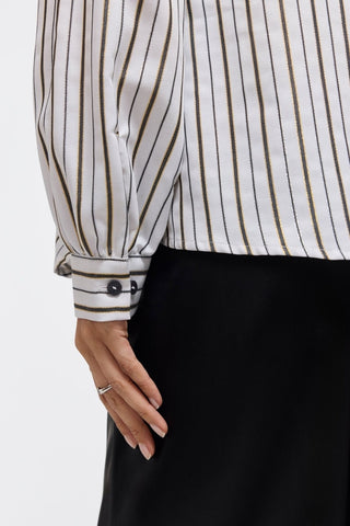 Daphne Metallic Stripe Long Sleeve Popover Shirt