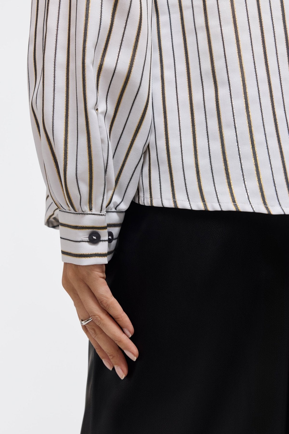 Daphne Metallic Stripe Long Sleeve Popover Shirt