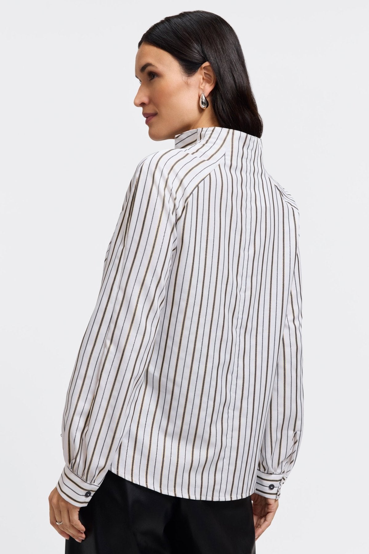 Daphne Metallic Stripe Long Sleeve Popover Shirt
