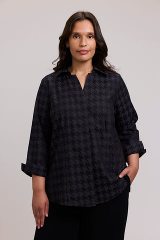 Taylor Plus Houndstooth 3/4 Sleeve Shirt