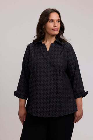 Taylor Plus Houndstooth 3/4 Sleeve Shirt