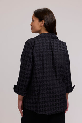 Taylor Plus Houndstooth 3/4 Sleeve Shirt