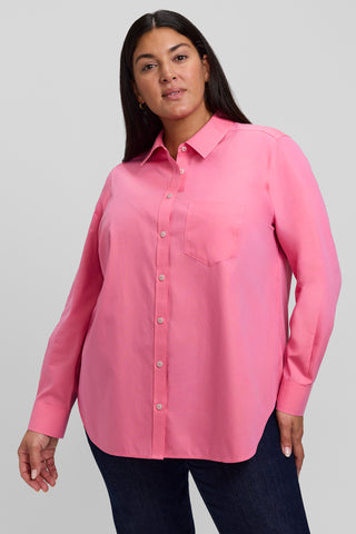 Boyfriend Plus No Iron Pinpoint Long Sleeve Tunic