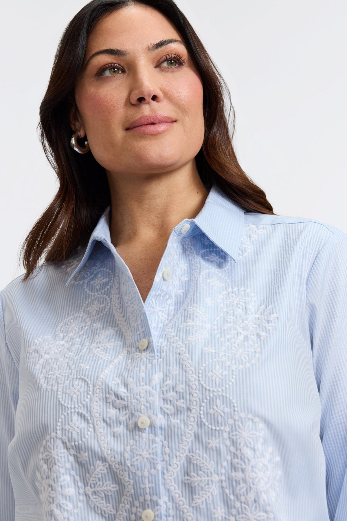 Meghan Plus Embroidered Long Sleeve Shirt
