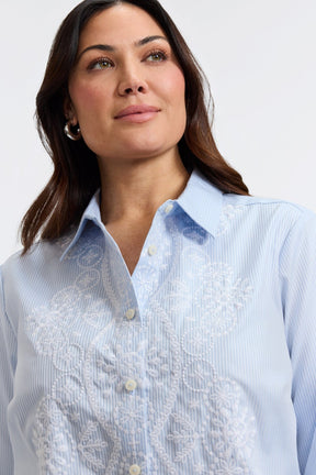 Meghan Plus Embroidered Long Sleeve Shirt
