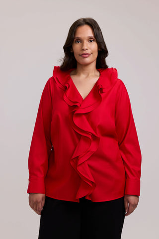 Shantel Plus Ruffle Long Sleeve Popover Shirt