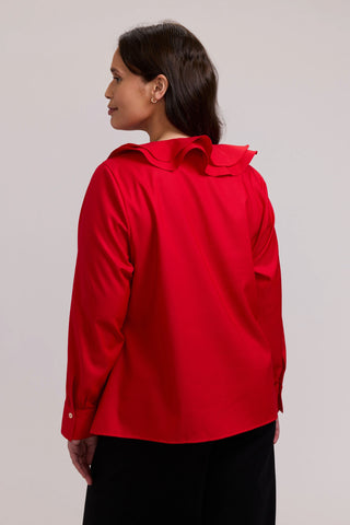 Shantel Plus Ruffle Long Sleeve Popover Shirt