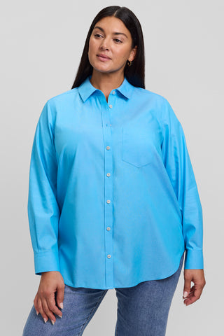 Boyfriend Plus No Iron Pinpoint Long Sleeve Tunic