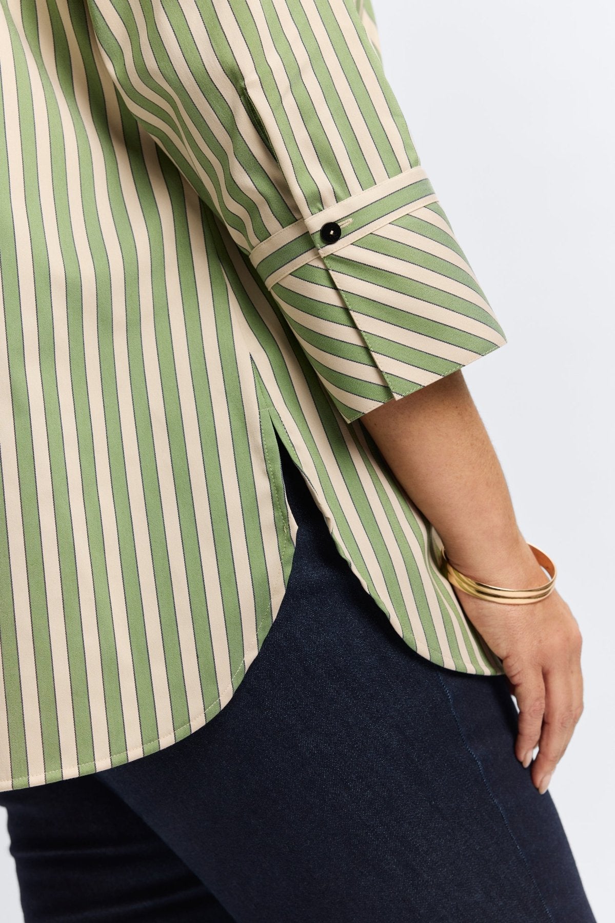 Madison Plus No Iron Stretch Striped 3/4 Sleeve Tunic