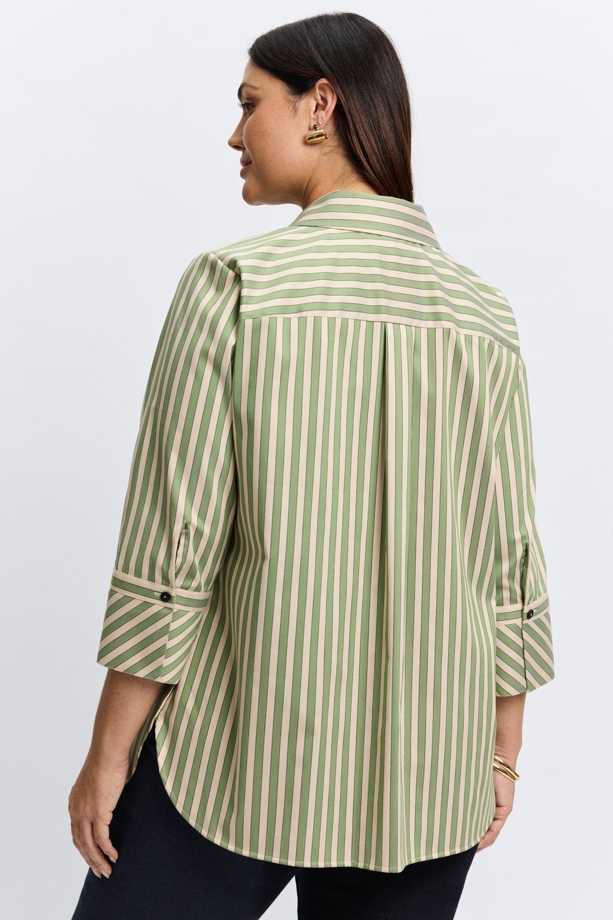 Madison Plus No Iron Stretch Striped 3/4 Sleeve Tunic