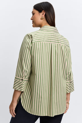 Madison Plus No Iron Stretch Striped 3/4 Sleeve Tunic