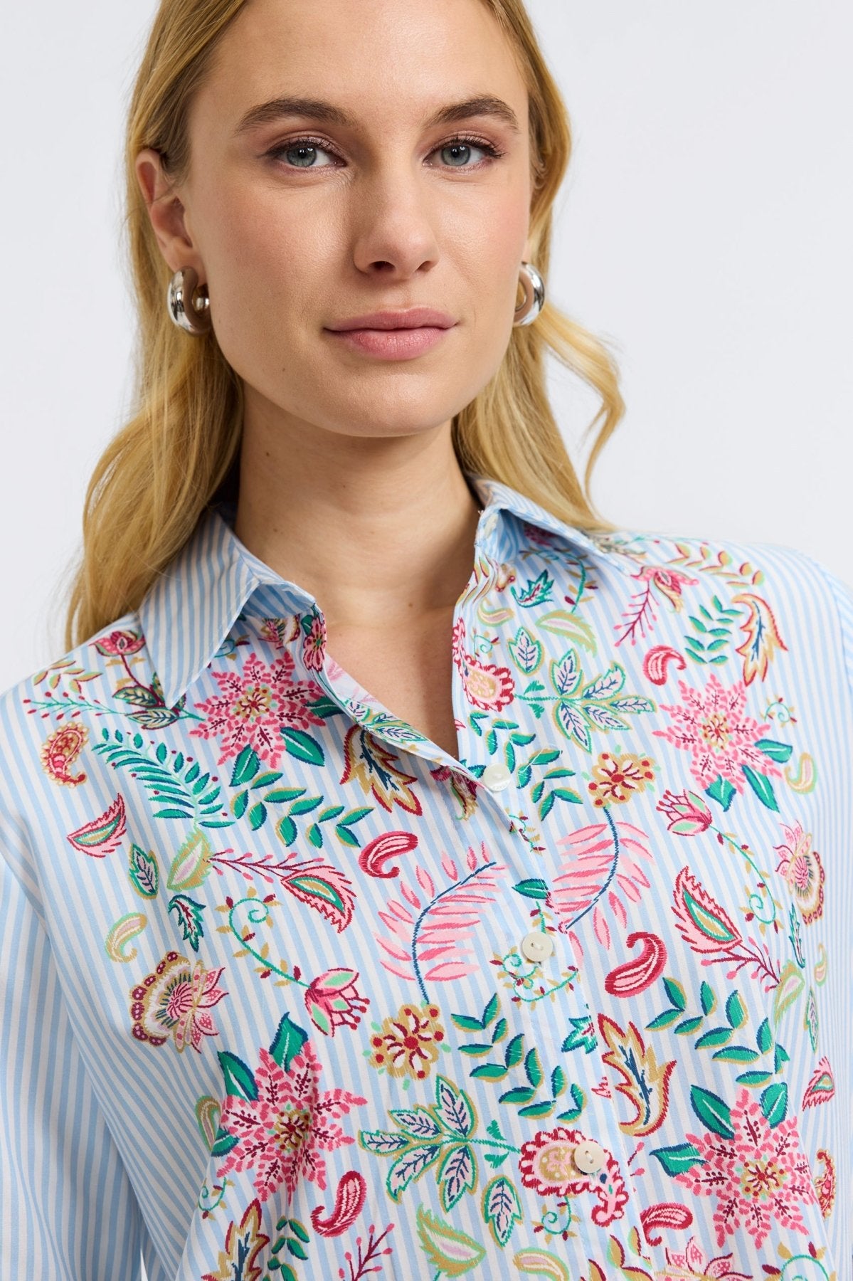Meghan Striped Floral Long Sleeve Shirt