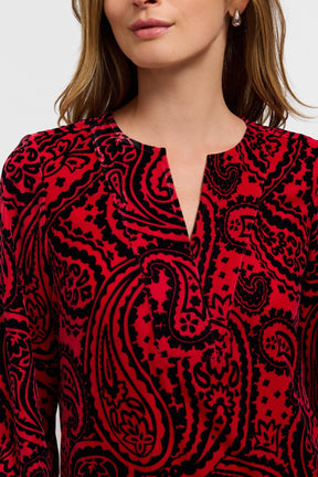 Alicia Velvet Paisley Long Sleeve Popover Shirt