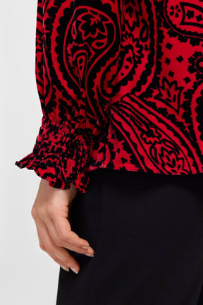 Alicia Velvet Paisley Long Sleeve Popover Shirt