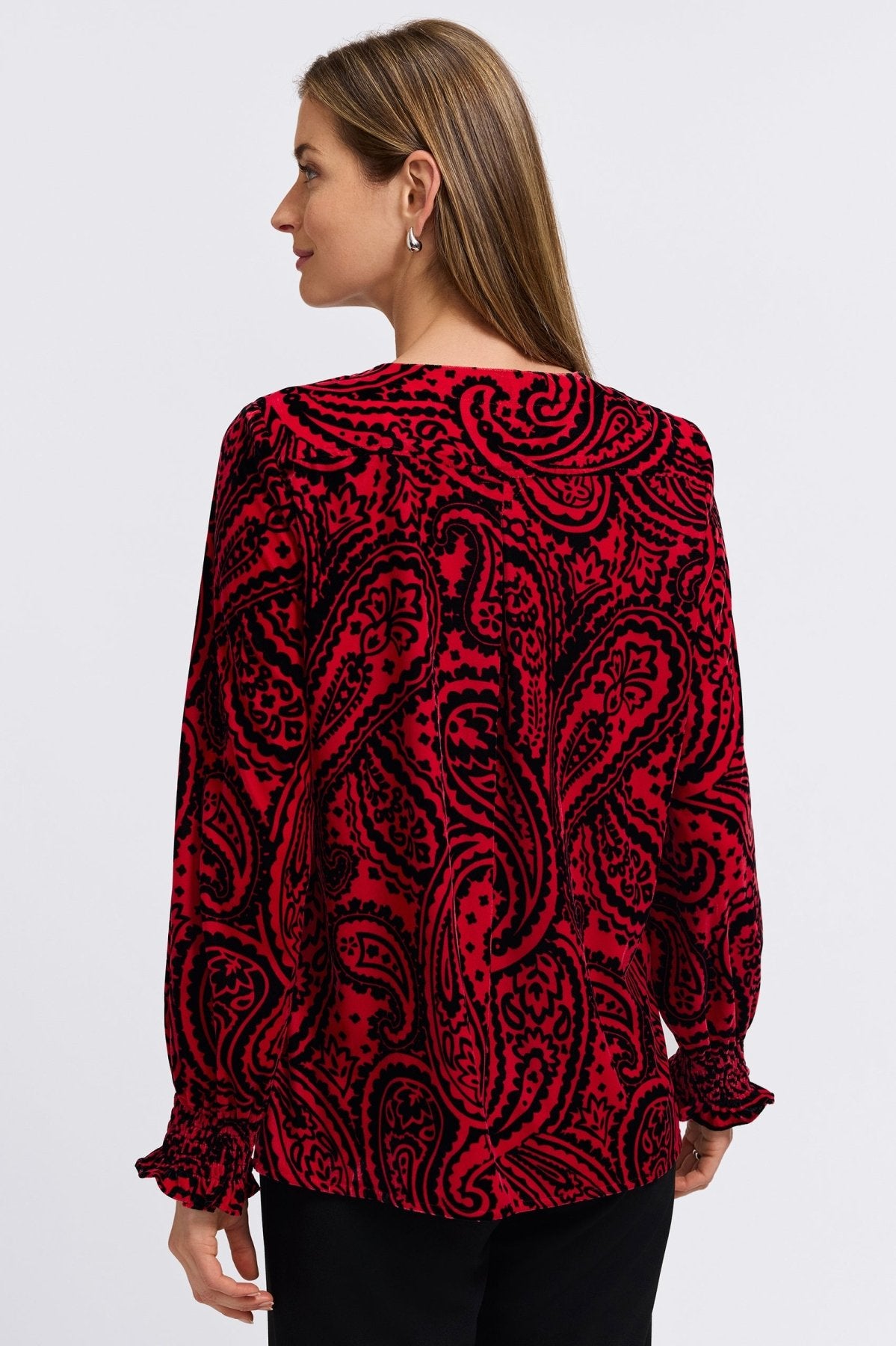 Alicia Velvet Paisley Long Sleeve Popover Shirt