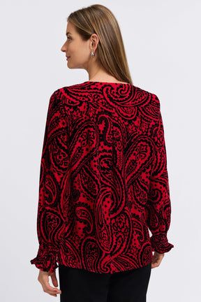 Alicia Velvet Paisley Long Sleeve Popover Shirt