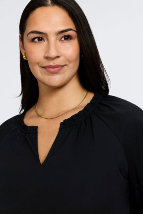 Vicky Plus No Iron Stretch Elbow Sleeve Popover Shirt