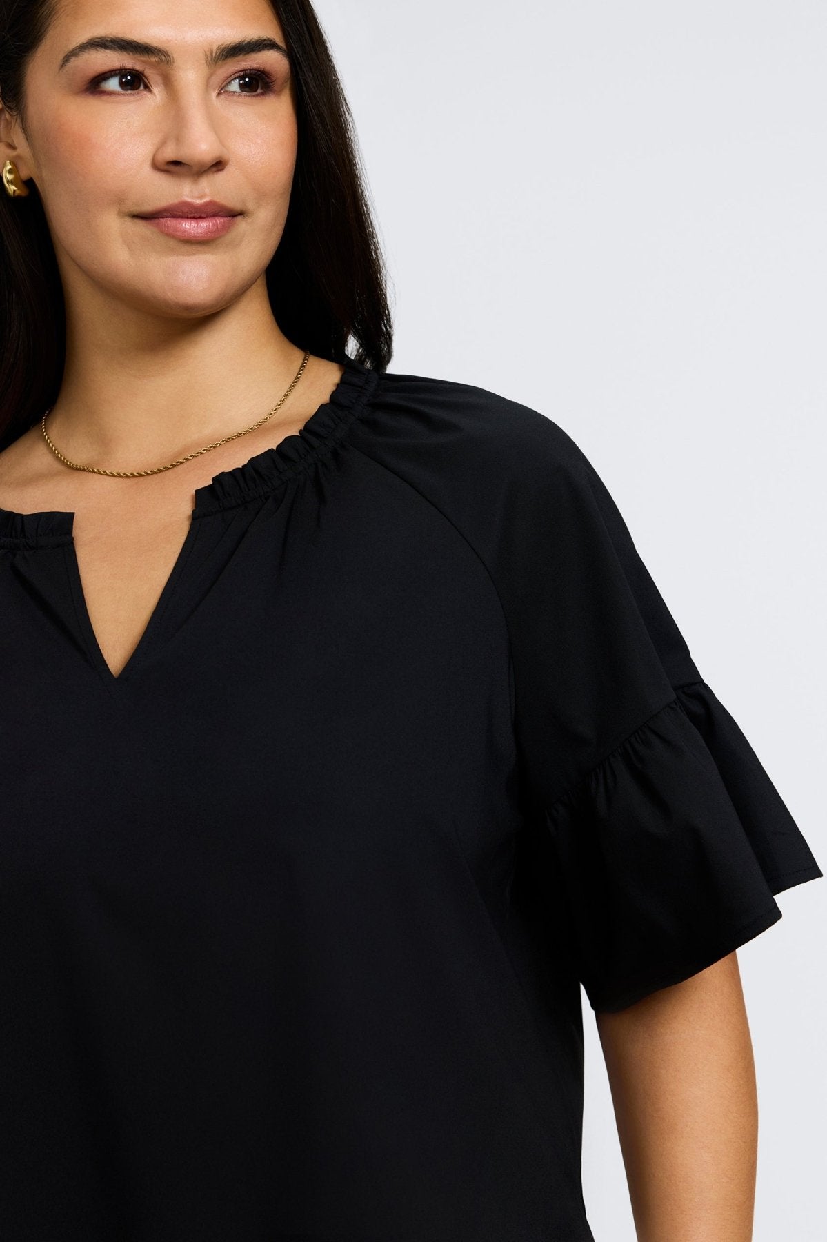 Vicky Plus No Iron Stretch Elbow Sleeve Popover Shirt