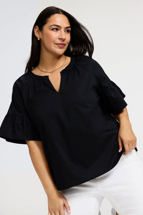 Vicky Plus No Iron Stretch Elbow Sleeve Popover Shirt