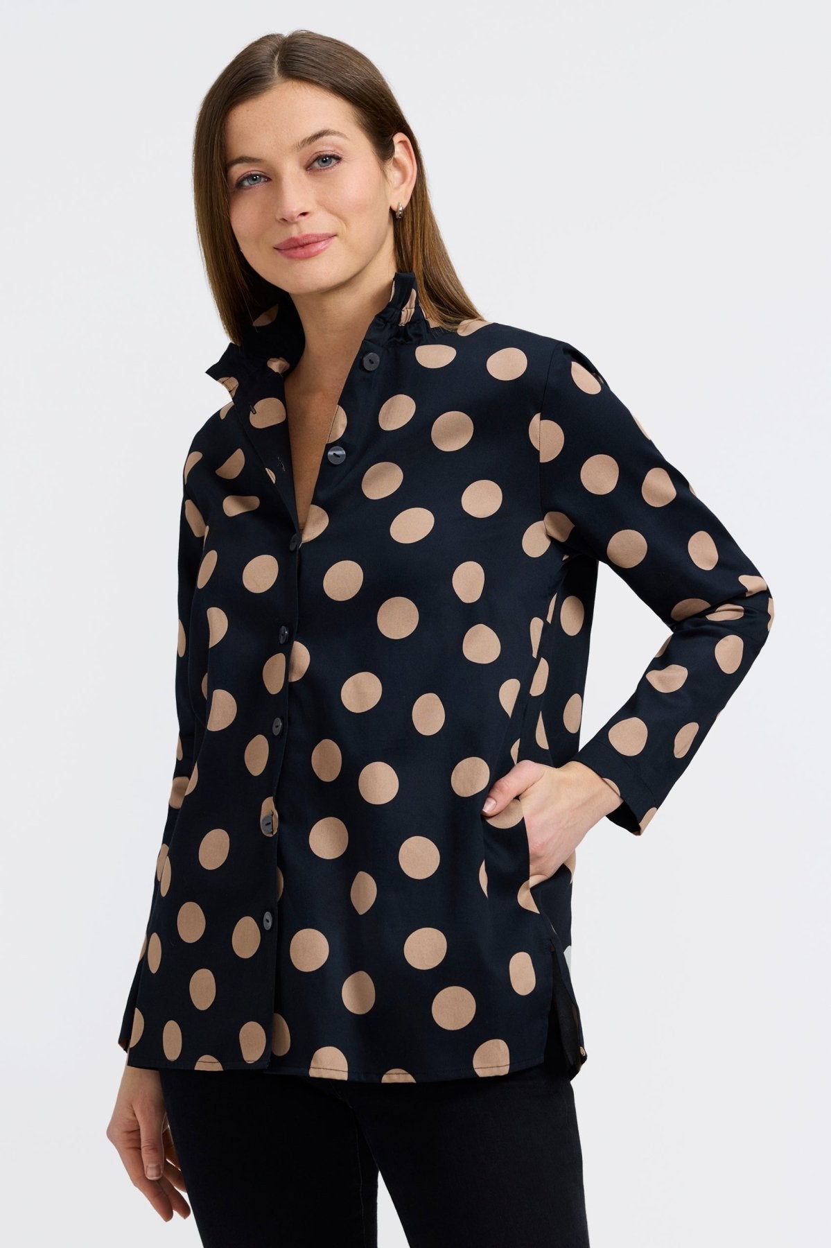 Carolina Polka Dot Long Sleeve Shirt Jacket
