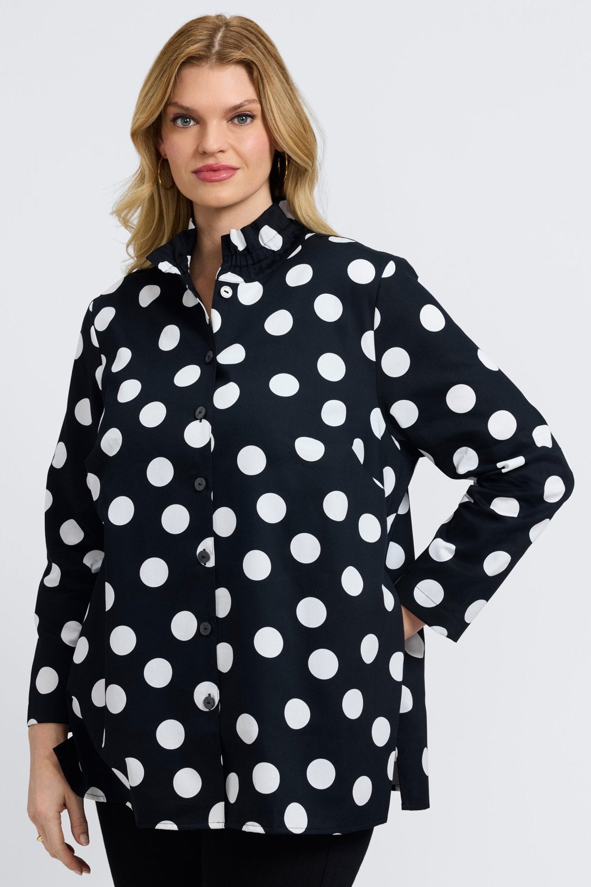 Carolina Plus Polka Dot Long Sleeve Shirt Jacket