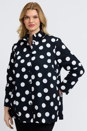 Carolina Plus Polka Dot Long Sleeve Shirt Jacket