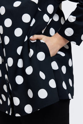 Carolina Plus Polka Dot Long Sleeve Shirt Jacket