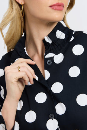 Carolina Plus Polka Dot Long Sleeve Shirt Jacket
