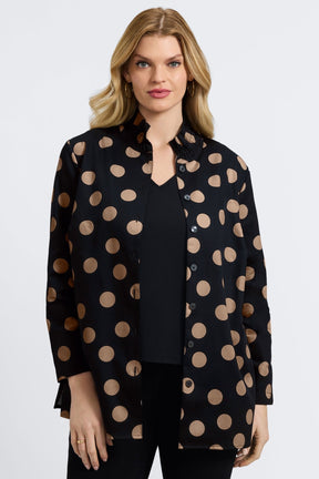 Carolina Plus Polka Dot Long Sleeve Shirt Jacket