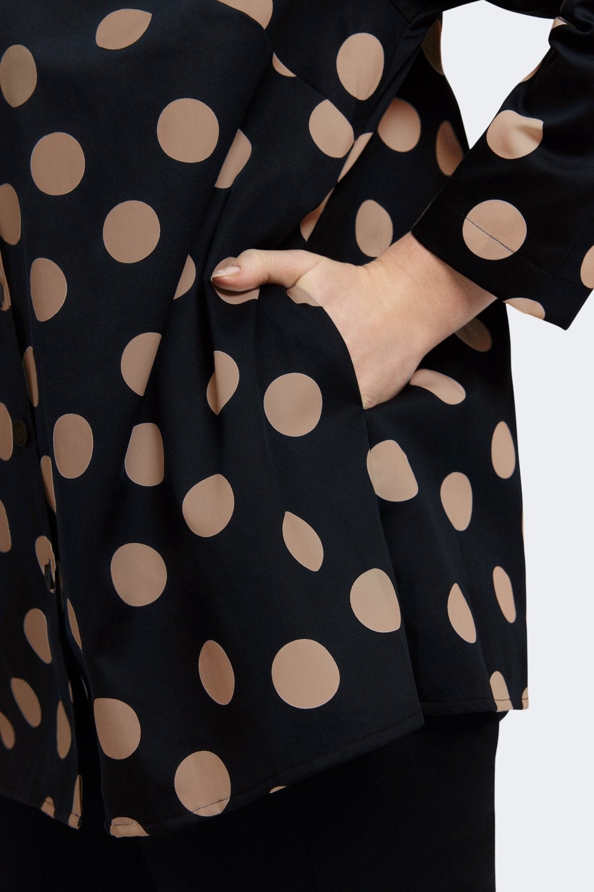 Carolina Plus Polka Dot Long Sleeve Shirt Jacket