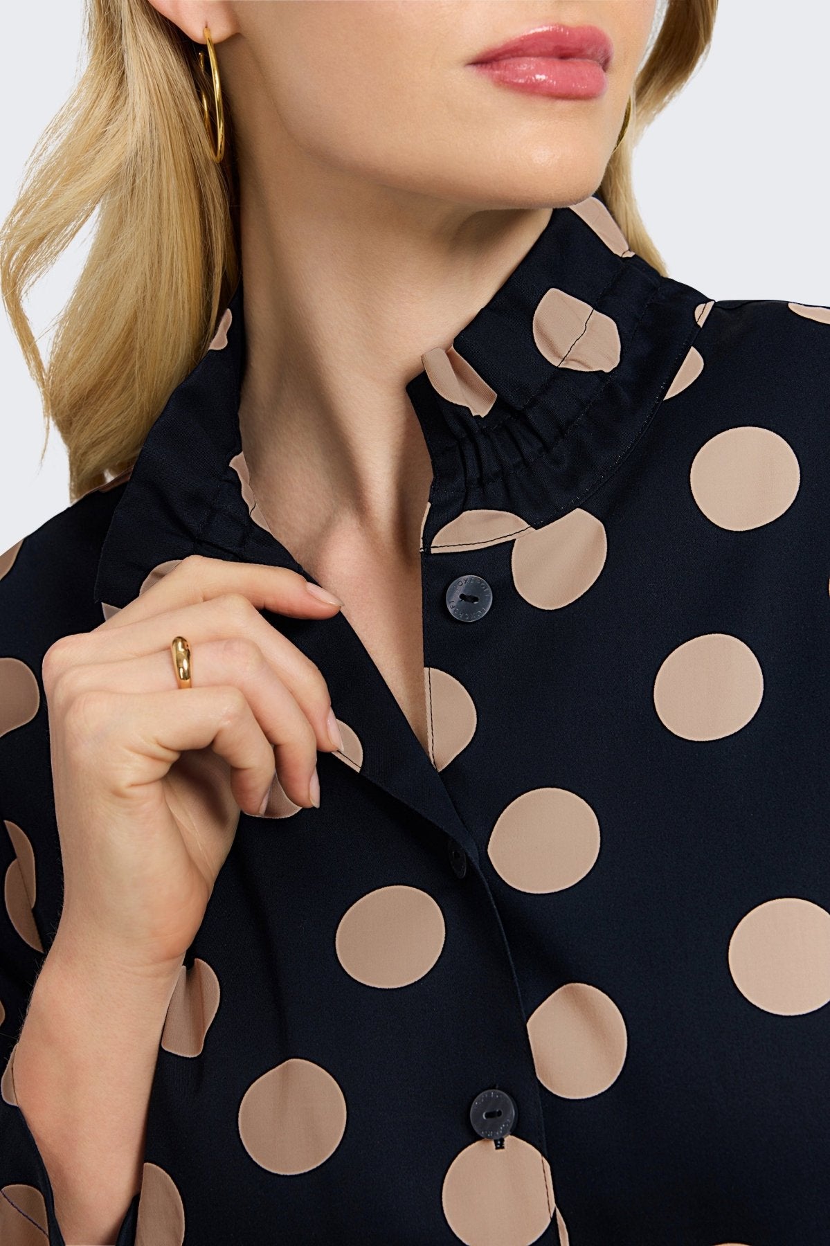 Carolina Plus Polka Dot Long Sleeve Shirt Jacket