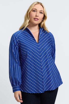 Daphne Plus Classic Wide Stripe Long Sleeve Popover Shirt