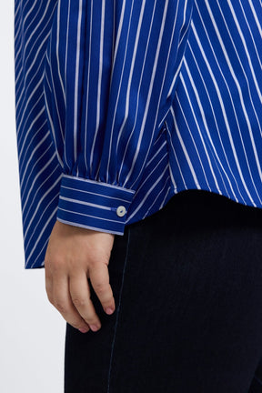 Daphne Plus Classic Wide Stripe Long Sleeve Popover Shirt