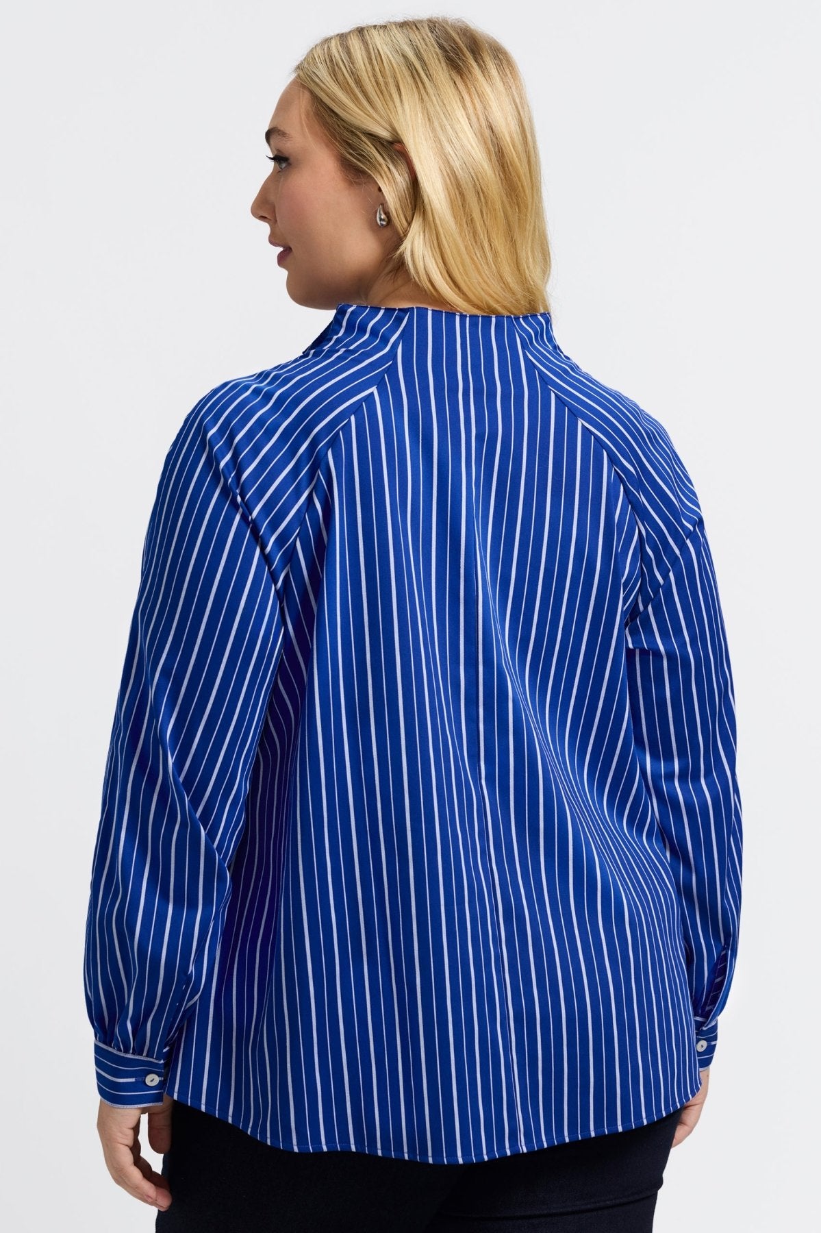 Daphne Plus Classic Wide Stripe Long Sleeve Popover Shirt
